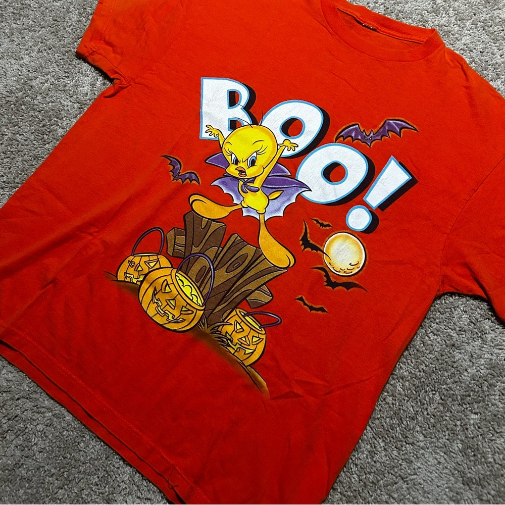 Vintage 90s Spooky Tweety Looney Tunes Halloween tee
